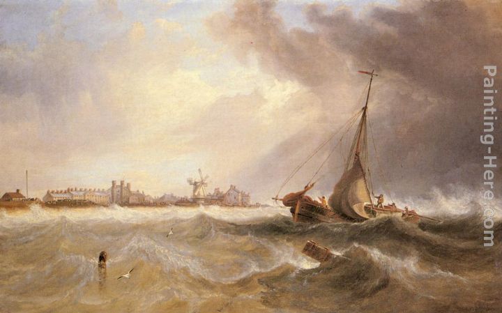 Shipping off a Coast in Choppy Seas painting - James Wilson Carmichael Shipping off a Coast in Choppy Seas art painting